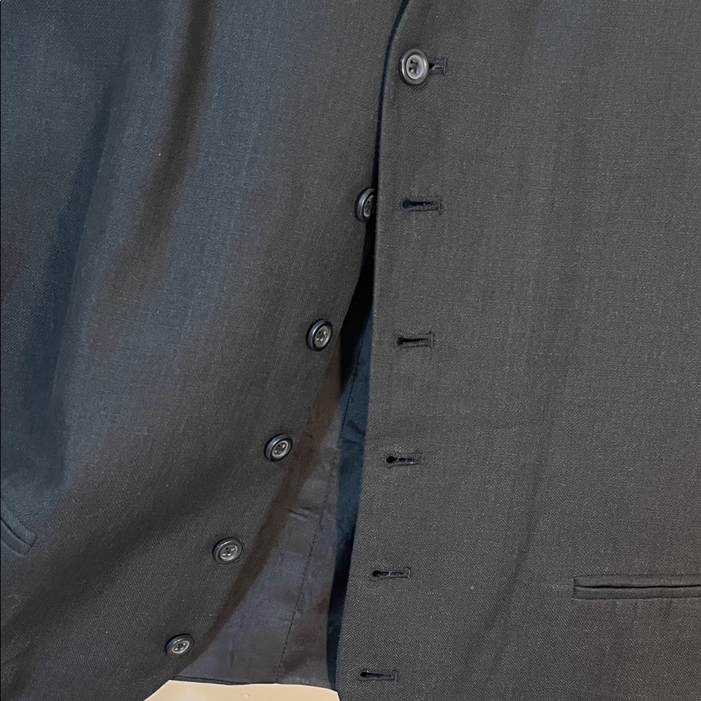 Claiborne Linen Blend Charcoal Black Men's Vest - Picture 3 of 12
